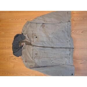 Levis Denim Jacket Mens Large Green Gray Cotton Hoodie